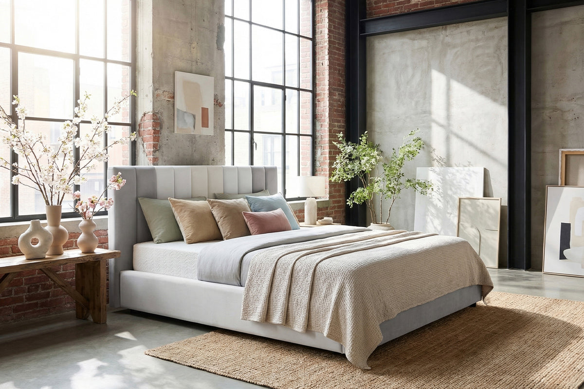 KAWOLA Bett CATTURA Polsterbett Velvet grau
