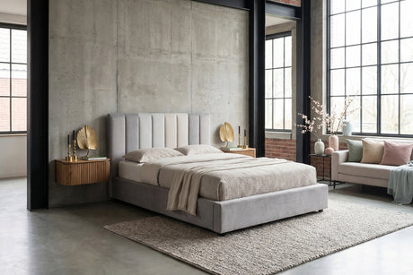 KAWOLA Bett CATTURA Polsterbett Velvet grau, 200 x 140 cm, Ohne Lattenrost