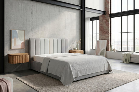 KAWOLA Bett CATTURA Polsterbett Velvet grau, 200 x 160 cm, Mit Lattenrost
