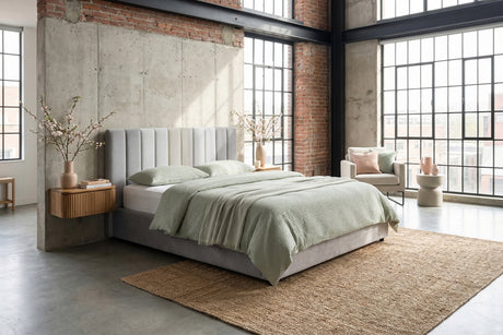 KAWOLA Bett CATTURA Polsterbett Velvet grau, 200 x 180 cm, Mit Lattenrost