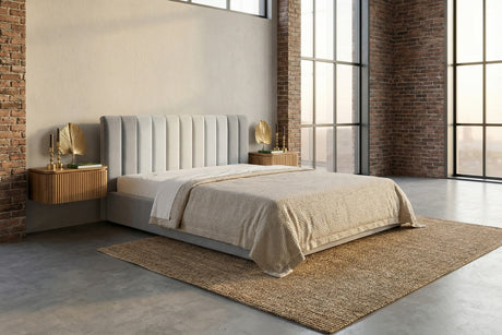 KAWOLA Bett CATTURA Polsterbett Velvet grau, 200 x 200 cm, Mit Lattenrost