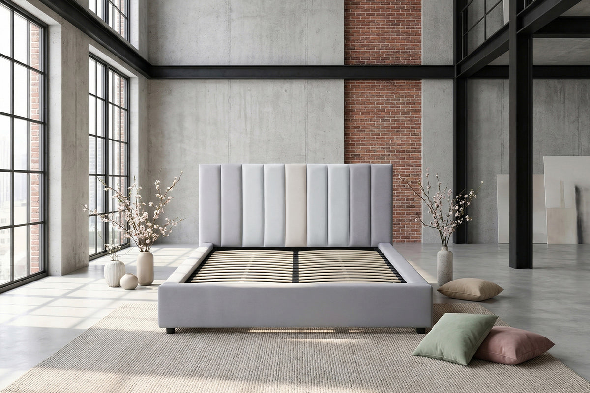 KAWOLA Bett CATTURA Polsterbett Velvet grau
