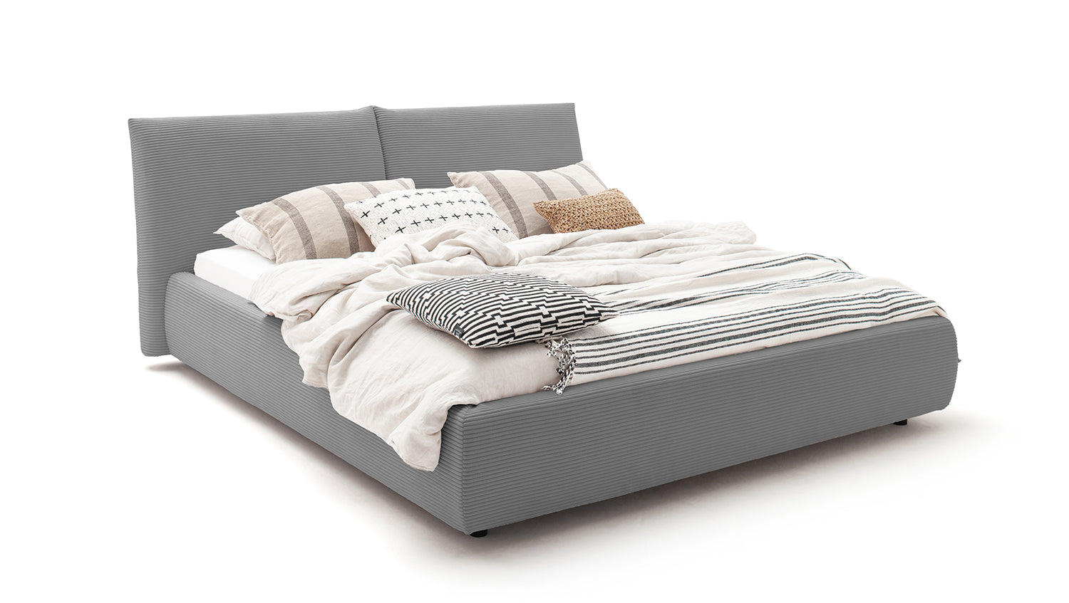 KAWOLA Bett HENRY Polsterbett Cord grau