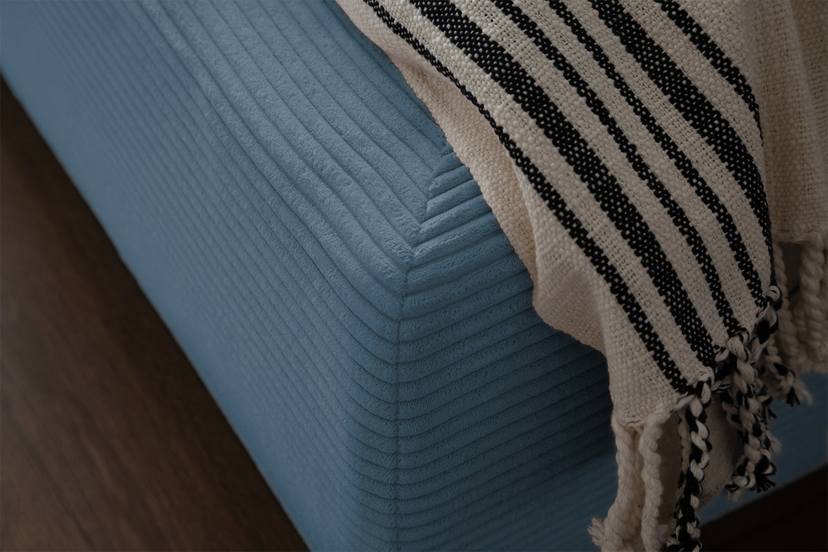 KAWOLA Bett HENRY Polsterbett Cord hellblau