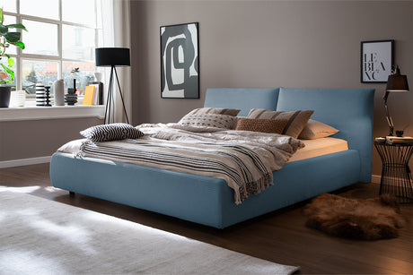 KAWOLA Bett HENRY Polsterbett Cord hellblau, 200 x 160 cm