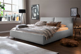 KAWOLA Bett HENRY Polsterbett Cord hellgrau, 200 x 140 cm
