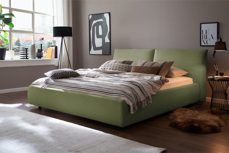 KAWOLA Bett HENRY Polsterbett Cord olivgrün, 200 x 200 cm