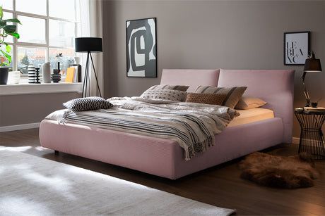KAWOLA Bett HENRY Polsterbett Cord rosa, 200 x 140 cm