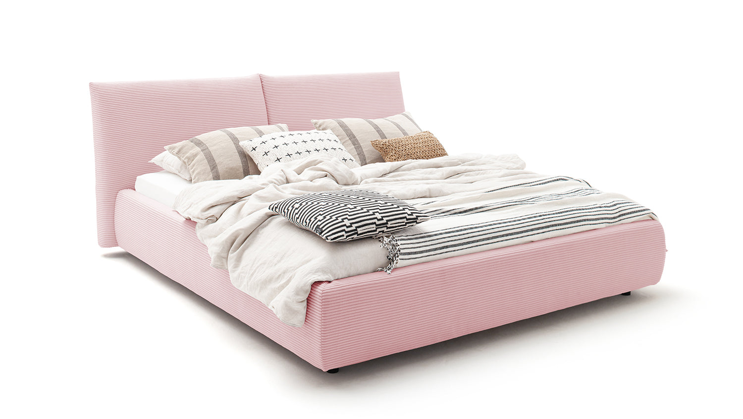 KAWOLA Bett HENRY Polsterbett Cord rosa