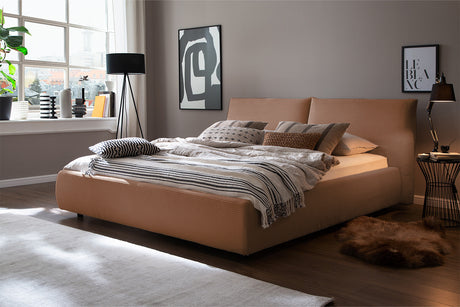 KAWOLA Bett HENRY Polsterbett Cord rost, 200 x 200 cm