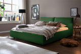 KAWOLA Bett HENRY Polsterbett Cord smaragd, 200 x 200 cm