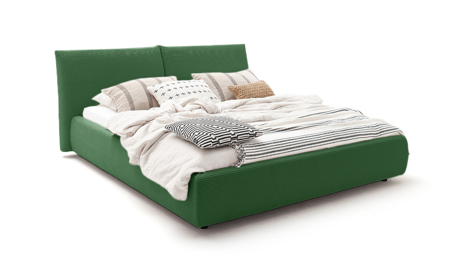 KAWOLA Bett HENRY Polsterbett Cord smaragd