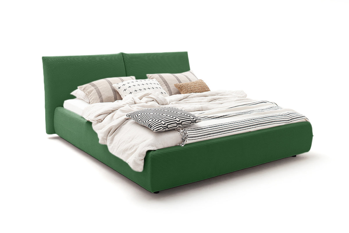 KAWOLA Bett HENRY Polsterbett Cord smaragd