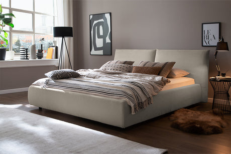 KAWOLA Bett HENRY Polsterbett Cord steingrau, 200 x 200 cm