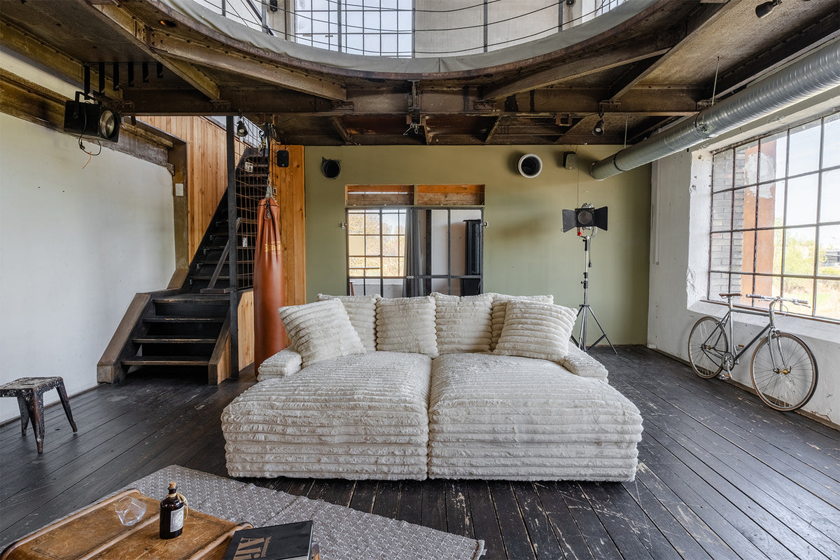 KAWOLA Big Sofa CADY Megacord cremeweiß