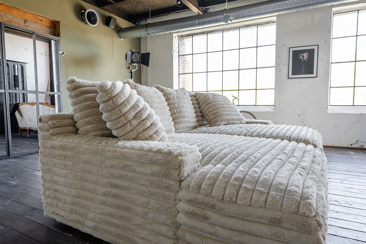 KAWOLA Big Sofa CADY Megacord cremeweiß