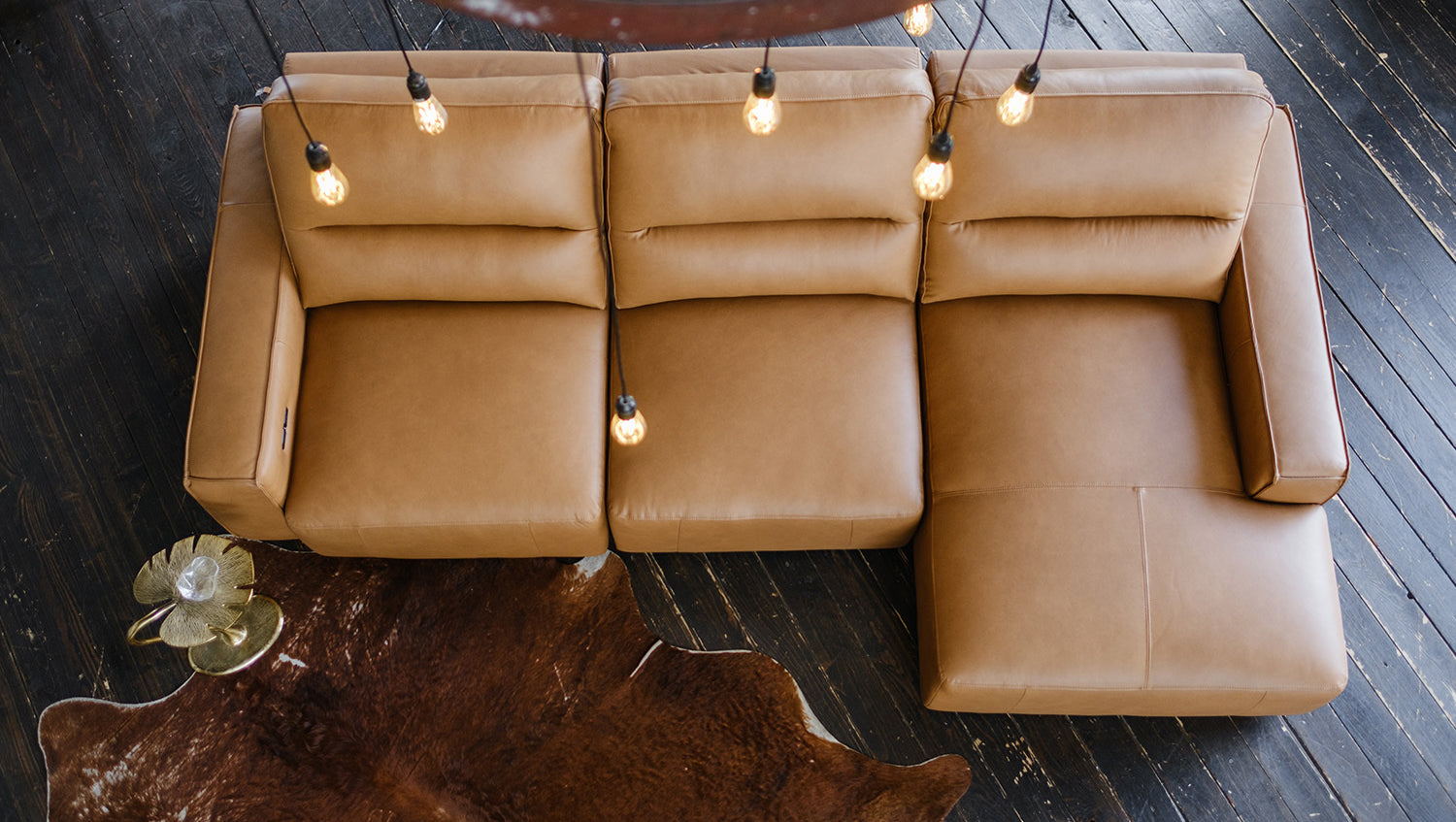 KAWOLA Big Sofa DORI motorischer Sitzvorzug Leder cognac