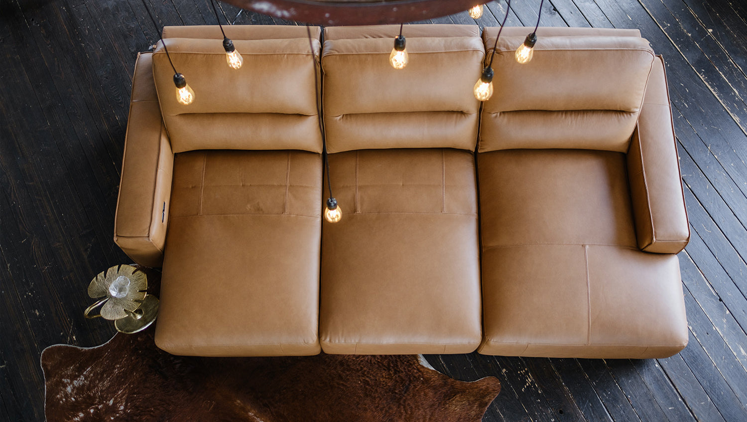KAWOLA Big Sofa DORI motorischer Sitzvorzug Leder cognac