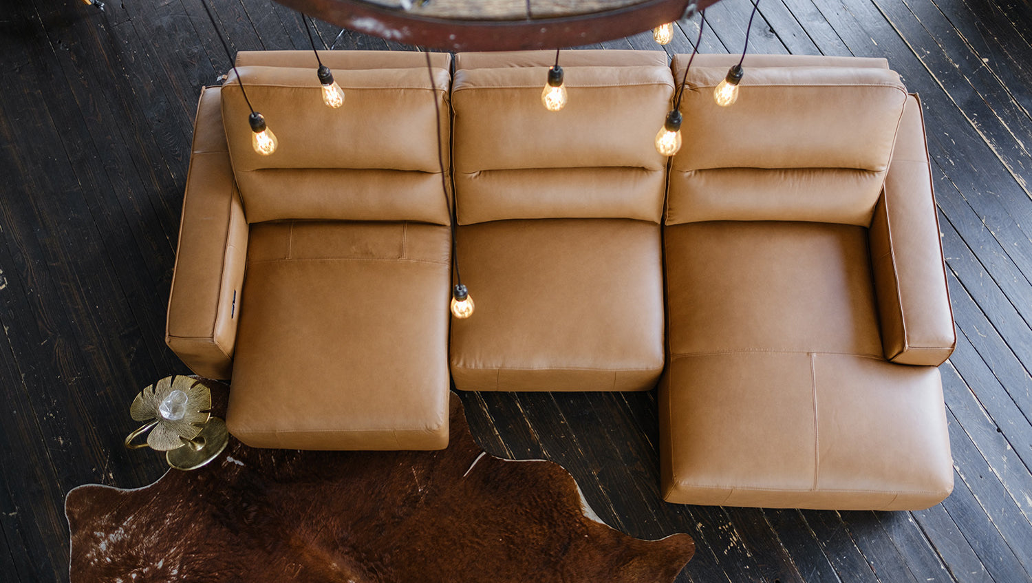 KAWOLA Big Sofa DORI motorischer Sitzvorzug Leder cognac