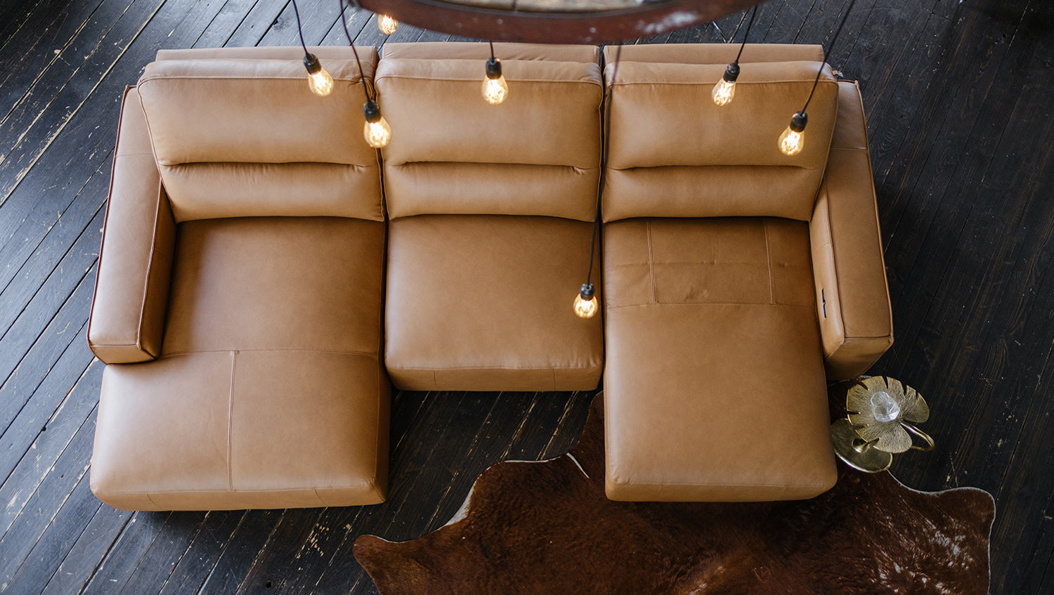 KAWOLA Big Sofa DORI motorischer Sitzvorzug Leder cognac