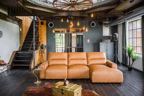 KAWOLA Big Sofa DORI motorischer Sitzvorzug Leder cognac, Rechts