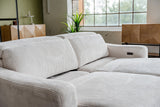 KAWOLA Big Sofa KIANA 3-Sitzer Funktionssofa Kopfstütze verstellbar Cord cremeweiß