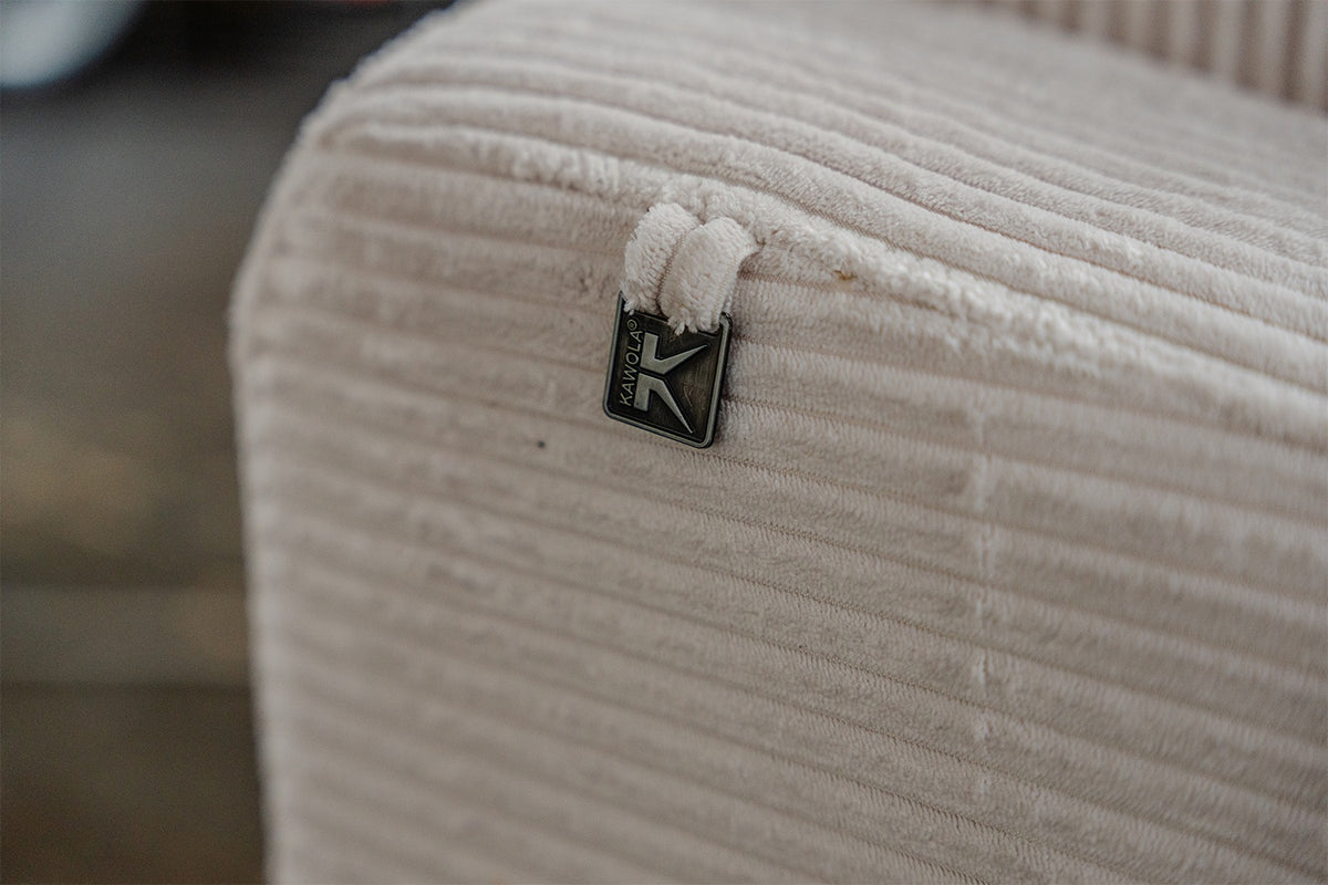 KAWOLA Big Sofa KIANA 3-Sitzer Funktionssofa Kopfstütze verstellbar Cord cremeweiß