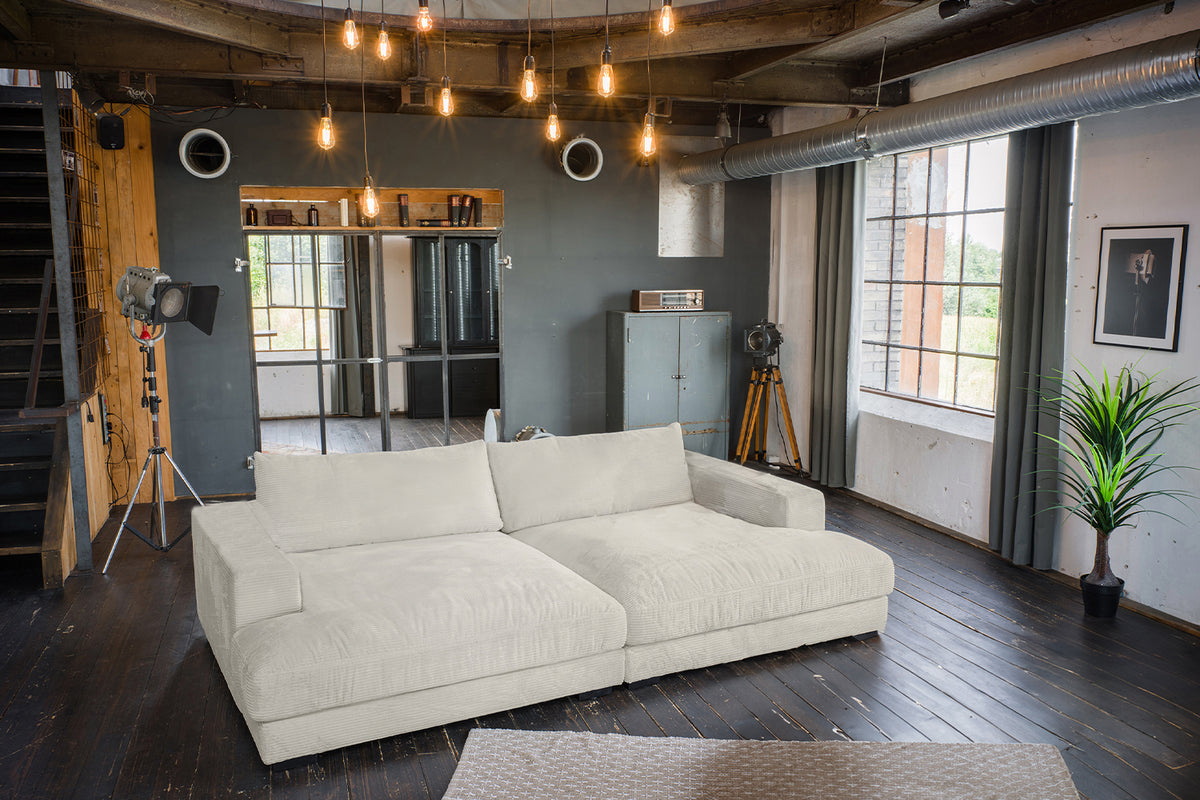 KAWOLA Big Sofa MADELINE Cord cremeweiß