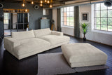 KAWOLA Big Sofa MADELINE Cord cremeweiß mit Hocker und 4 Zierkissen