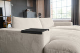 KAWOLA Big Sofa MADELINE Cord cremeweiß mit Hocker und 4 Zierkissen