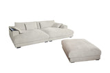 KAWOLA Big Sofa MADELINE Cord cremeweiß mit Hocker und 4 Zierkissen
