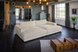 KAWOLA Big Sofa MADELINE Cord cremeweiß mit Hocker und 4 Zierkissen