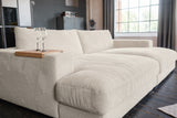 KAWOLA Big Sofa MADELINE Cord cremeweiß mit Hocker und 4 Zierkissen