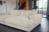 KAWOLA Big Sofa MADELINE Cord cremeweiß mit Hocker und 4 Zierkissen
