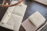 KAWOLA Big Sofa MADELINE Cord cremeweiß mit Hocker und 4 Zierkissen