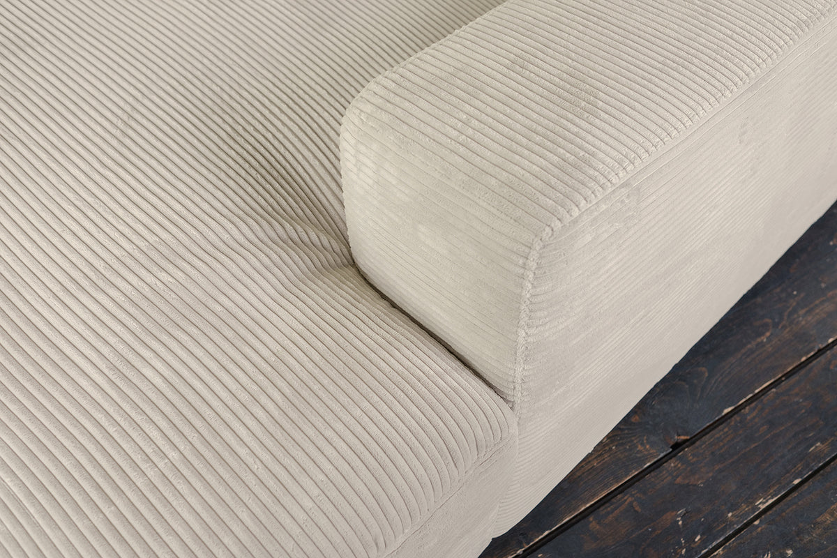 KAWOLA Big Sofa MADELINE Cord cremeweiß mit Hocker und 4 Zierkissen