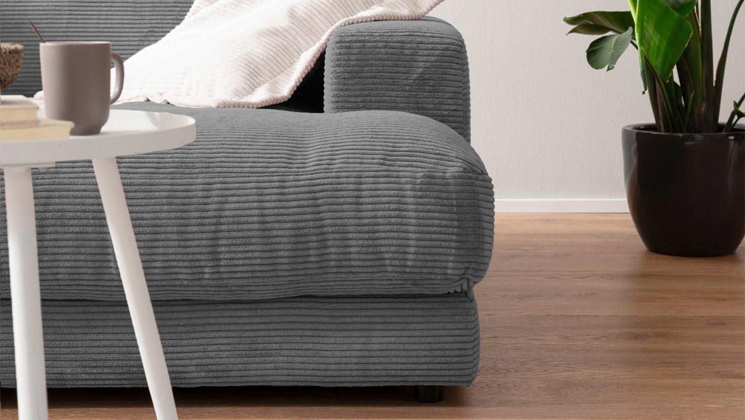 KAWOLA Big Sofa MADELINE Cord grau