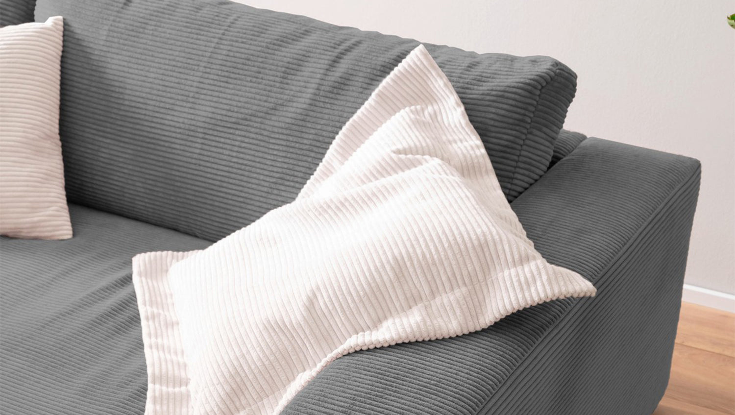 KAWOLA Big Sofa MADELINE Cord grau