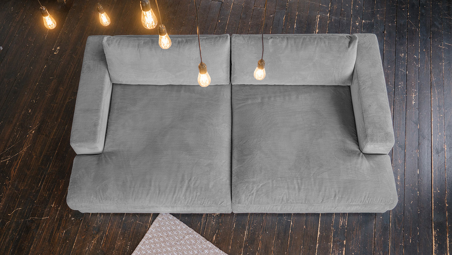 KAWOLA Big Sofa MADELINE Cord grau