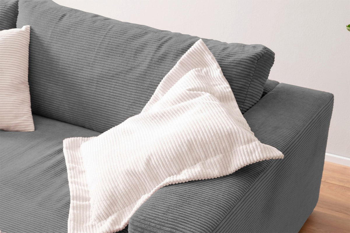 KAWOLA Big Sofa MADELINE Cord grau