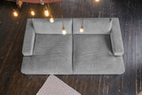 KAWOLA Big Sofa MADELINE Cord grau mit Hocker und 4 Zierkissen