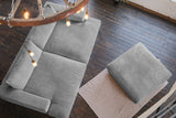 KAWOLA Big Sofa MADELINE Cord grau mit Hocker und 4 Zierkissen