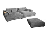 KAWOLA Big Sofa MADELINE Cord grau mit Hocker und 4 Zierkissen