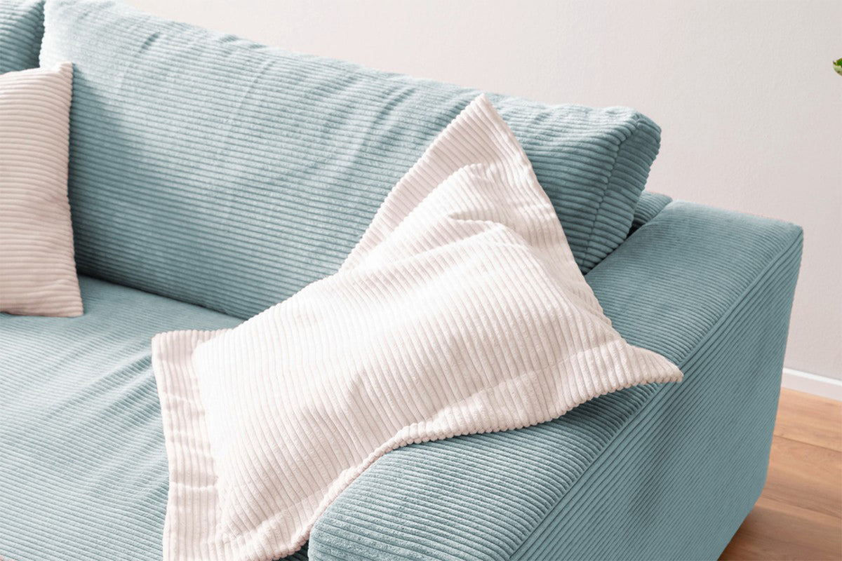 KAWOLA Big Sofa MADELINE Cord hellblau