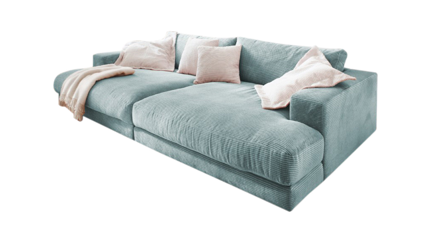 KAWOLA Big Sofa MADELINE Cord hellblau