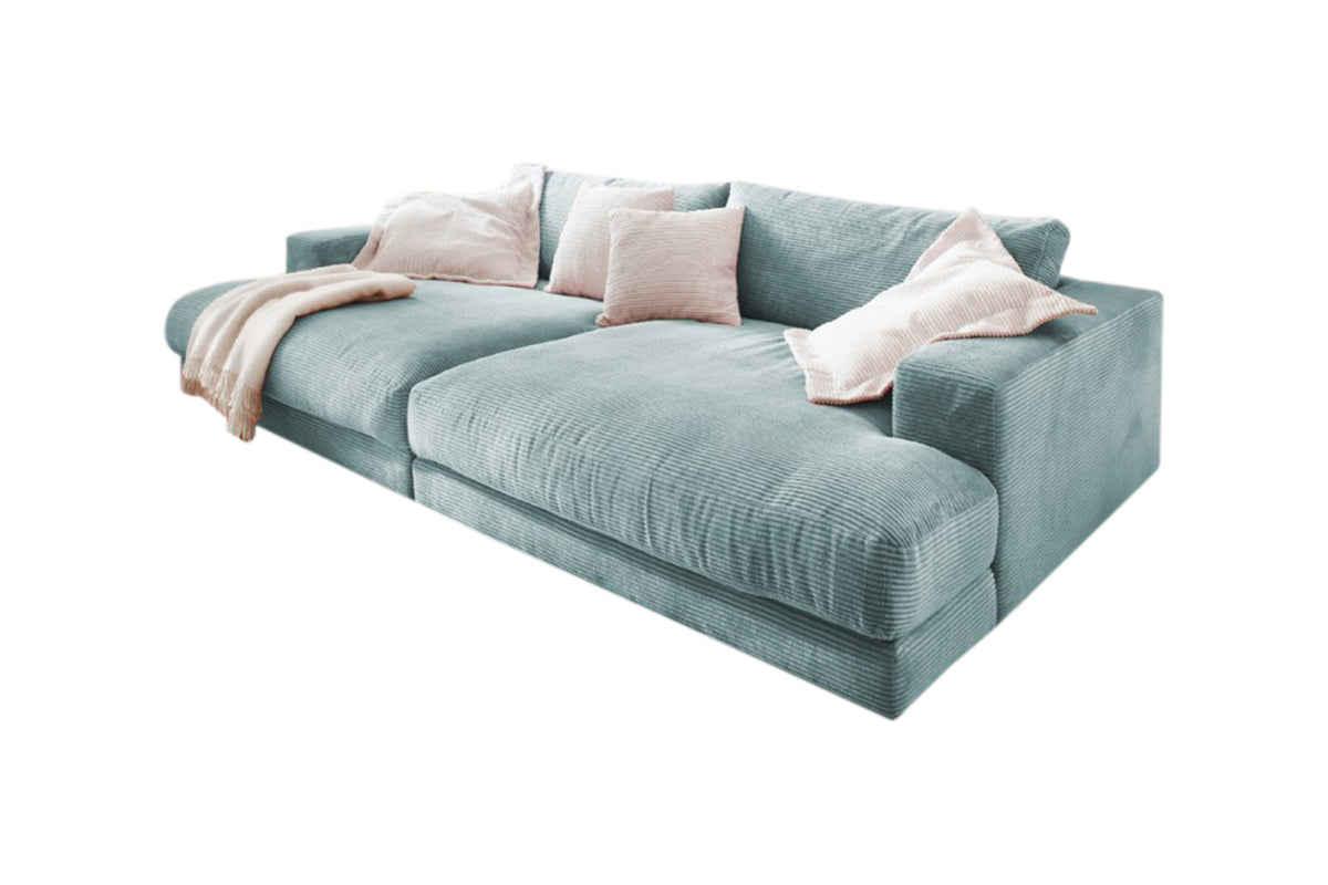 KAWOLA Big Sofa MADELINE Cord hellblau