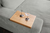 KAWOLA Big Sofa MADELINE Cord hellgrau mit Hocker und 4 Zierkissen