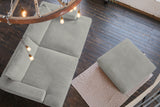 KAWOLA Big Sofa MADELINE Cord hellgrau mit Hocker und 4 Zierkissen