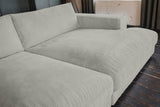 KAWOLA Big Sofa MADELINE Cord hellgrau mit Hocker und 4 Zierkissen