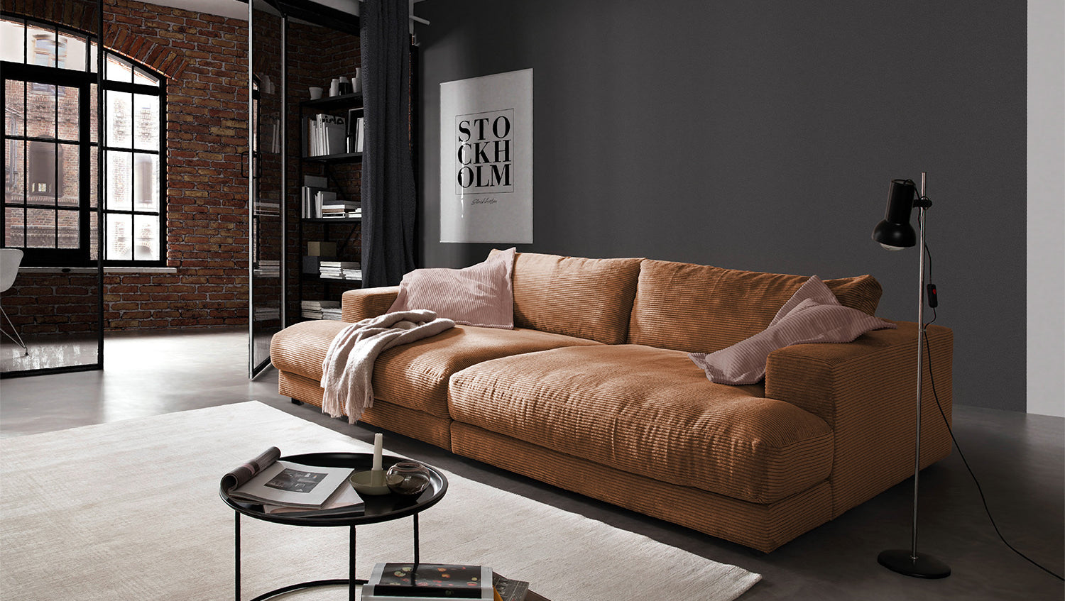 KAWOLA Big Sofa MADELINE Cord rost